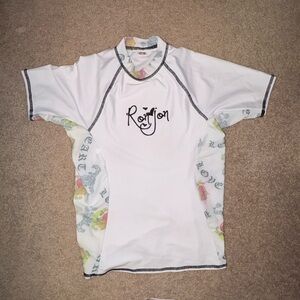 Ron Jon White Short-Sleeve Rash Guard with Pastel Floral Panels